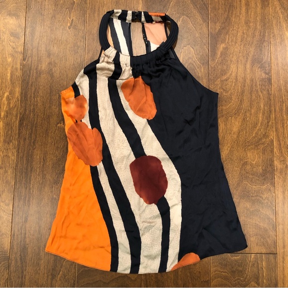 Elie Tahari sleeveless multicolour top with circle neckline. Size XS. - Picture 2 of 7